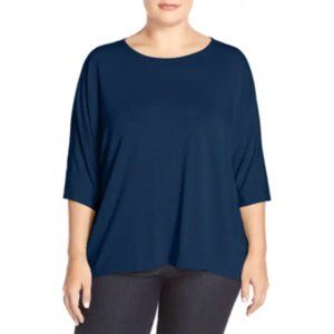 Eileen Fisher 3X Ballet Neck Jersey Top Blue